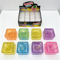 Jouet à presser en forme de glaçon transparent avec paillettes, jouets sensoriels à presser, jouets anti-stress, cubes de glace colorés amusants, balles anti-stress