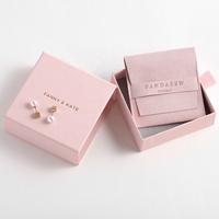 PandaSew Rose Design Personnalisé Papier Boîte à Bijoux Logo Personnalisé pour Collier Bracelet Anneau
