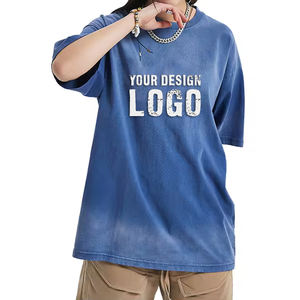 T-shirt pour homme en coton personnalisé, col rond, poids lourd, grande taille, de haute qualité, décontracté, vintage, lavé, surdimensionné - Product Image 3