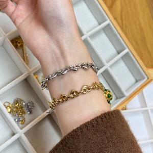 Stainless Steel Jewelry <b>Bracelet</b> 18K <b>Gold</b> Plated Minimalist Chain Link Adjustable Size <b>Chunky</b> Shell Heart <b>Bracelet</b> for Women - Product Image 3