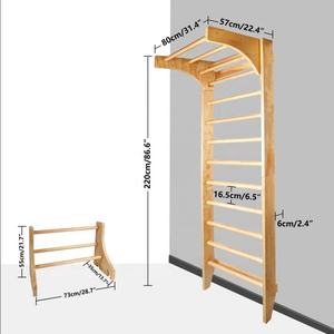 UNIQ Hochwertige hölzerne hochziehbare Wand stange Gymnastik schwedische Leiter - Product Image 4