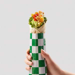 Papier d'emballage pour sandwich, burrito, grille, burger, en aluminium, isolant, nid d'abeilles, vert, blanc, rouge, blanc - Product Image 5