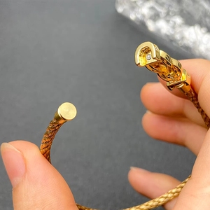 Bracelet <span class=keywords><strong>Fred</strong></span> de haute qualité avec fermoir en forme de huit coloré, bijoux vintage de luxe unisexe, vente en gros, bracelet en acier inoxydable plaqué or 18 carats - Product Image 5