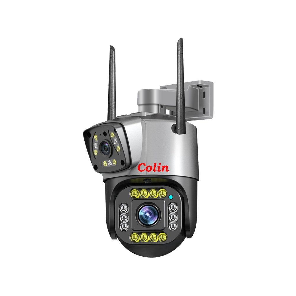 Caméra De Sécurité Extérieure 4K 360° Solaire – 3 Objectifs, Détection PIR, Vision Nocturne Couleur – WiFi, IP66