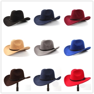 Sombrero de Vaquero Occidental de Lana para Hombre y Mujer, Estilo Jazz, con Cuero, Color Negro - Product Image 5