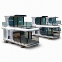 Maison préfabriquée de luxe moderne en acier et verre, cabine capsule spatiale pratique, hébergement mobile écologique, hôtels préfabriqués pour le tourisme