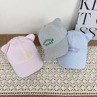 Gorra de Béisbol con Orejas de Gato, Estilo Coreano, Bordada con Letras, de PVC, Versátil, Casual, Protección Solar, para Primavera