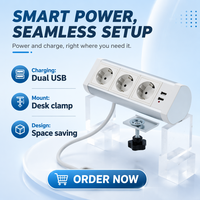 Pince d'alimentation EU 3 AC Bords de bureau Prises de courant amovibles Pince de montage multiprise de table Port USB Courant nominal IP44 5A