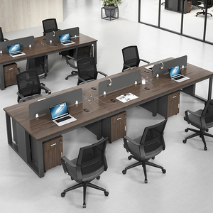 Mesa de trabajo de oficina personalizada, mueble de <span class=keywords><strong>escritorio</strong></span> con forma de <span class=keywords><strong>L</strong></span>, 6 plazas, <span class=keywords><strong>para</strong></span> seis <span class=keywords><strong>personas</strong></span>, centro de llamadas - Product Image 1