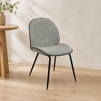 Chaise de salle à manger DM Modern Boucle avec dossier haut incurvé et pieds en métal noir pour la maison, le restaurant, le café
