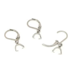 Stainless Steel French Ear <b>Hooks</b> With Seed Shaped Clasps For Everyday Wear Silver Gold Color Stud <b>Earrings</b> - Product Image 4