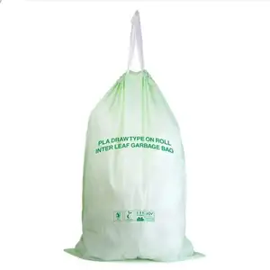 Biologisch abbaubare klare PLA Maisstärke Kunststoff benutzer definierte Kunststoff Kordel zug Müll Mülls ack auf Rollen