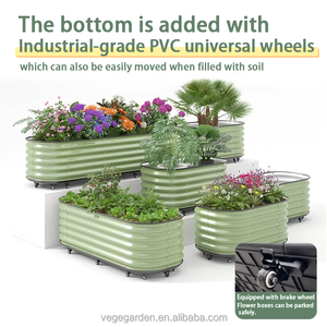 Jardinière surélevée pour balcon extérieur, toit, plantation de fleurs et de légumes, bac à fleurs, bac à plantes <span class=keywords><strong>en</strong></span> métal mobile - Product Image 3