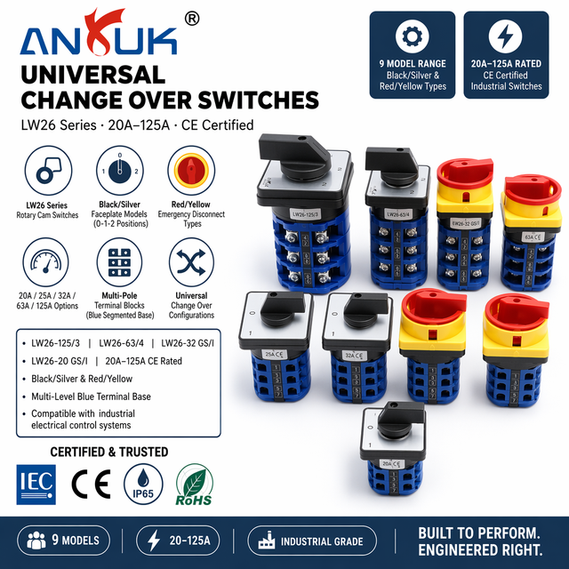 Rotary Cam Changeover Switch AC50Hz 440V DC240V 10A 20A 32A 63A 125A Circuit Control and Power Conversion Application