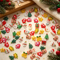 Breloques 3D en résine pour ongles de Noël, 30/50 pièces, assortiment de Père Noël, rennes, cloches, sapins, accessoires de bijoux pour ongles mignons de dessin animé, décorations de manucure