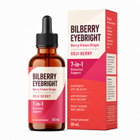 Gouttes oculaires à la myrtille avec Eyebright, baies de Goji, Lutéine, Zéaxanthine, Vitamine A, Vitamine C et Zinc 50ml OEM Marque Privée