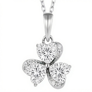 Bán Buôn Moissanite Mặt Dây Chuyền Của Phụ Nữ Dễ Thương Clover Hình Trái Tim Moissanite Thiết Kế Thích Hợp Cho Đám Cưới Và Đính Hôn Vòng Cổ - Product Image 3