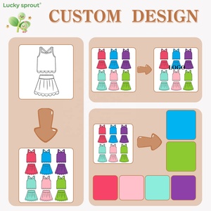 Casual Summer Set for Girls Newborn Infant Toddler Pastel Solid Pattern Scallop Tshirt &amp; <strong>Skirt</strong> with Scalloped Hem - Product Image 3