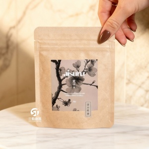 Custom Logo Kraft Paper WellnessTea Zipper Packaging <b>Bag</b> Heat Seal Three <b>Side</b> Seal Food Grade Packaging <b>Small</b> Quantity - Product Image 4