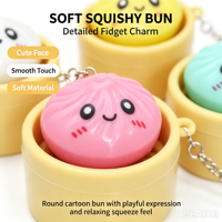 Porte-clés Fidget en forme de pain vapeur, jouet mignon de dessin animé, mini panier vapeur LED à presser, anti-stress, unisexe, pour enfants de 5 ans et plus, idéal pour les fêtes