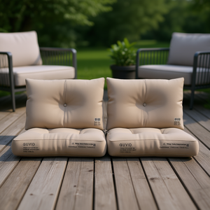 Coussins de palettes d'extérieur Guvid, taupe, 100% polyester, matelassés, rectangulaires, amovibles, lavables, utilisables toute l'année - Product Image 2