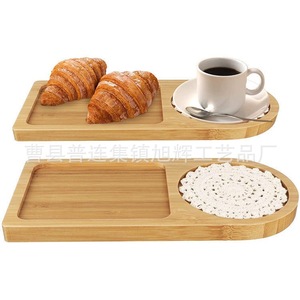 Plateau de service rectangulaire en bambou CIFI avec compartiments pour café, thé, dessert et petit-déjeuner - Product Image 1