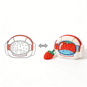Ciondolo a Cuore in Peluche <span class=keywords><strong>di</strong></span> Cotone Super Morbido Personalizzato con Astronauta Sorridente - Trasforma il Tuo Design Cartoon - Accessorio Imbottito <span class=keywords><strong>di</strong></span> Alta Qualità - Product Image 4