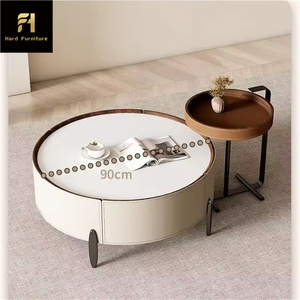 <span class=keywords><strong>Mesa</strong></span> de estilo nórdico, sala de estar central, juego redondo, mesas de centro con 2 cajones de almacenamiento, juego de Hotel - Product Image 5