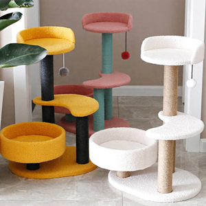 Neues Design Modernes Sisal seil Holz Kratz baum Turm Holz Kratz baum Großer Kratz baum Turm - Product Image 1