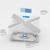 Báscula Digital Inteligente para Baño, 180 kg, Vidrio Templado Blanco, Alta Precisión de 50 g, Báscula Electrónica para el Control de Salud Diario