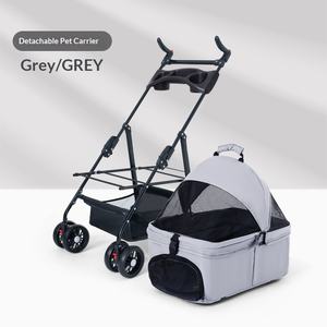 Poussette pour animaux de compagnie (<span class=keywords><strong>chien</strong></span>, chat et bébé) - Utilisation extérieure, 4 roues, légère, pliable, petite <span class=keywords><strong>voiture</strong></span> pour animaux de compagnie pour les voyages - Product Image 1