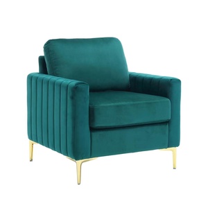 Fauteuils avec accoudoirs en <span class=keywords><strong>bois</strong></span>, design de cadre de meubles, pieds en métal décontractés, style moderne, canapés en velours français rembourrés individuels - Product Image 1