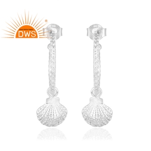 Nouveau Shell Design Boucles D'oreilles Texturé Bijoux En Argent En Gros Designer 925 Sterling Silver Hoop Boucles D'oreilles Vintage Collection - Product Image 2