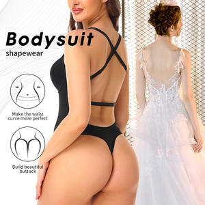Body moldeador sin espalda de encaje Sexy de talla grande, Tanga de una pieza, sujetador con escote en V profundo, <span class=keywords><strong>faja</strong></span> <span class=keywords><strong>para</strong></span> mujer, <span class=keywords><strong>vestido</strong></span> de noche, moldeador de cuerpo - Product Image 4