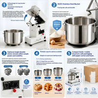 Pétrin Spirale Commercial 5L de Comptoir 550W avec Bol Amovible pour Boulangerie, Pain, Pizza - Vente en Gros