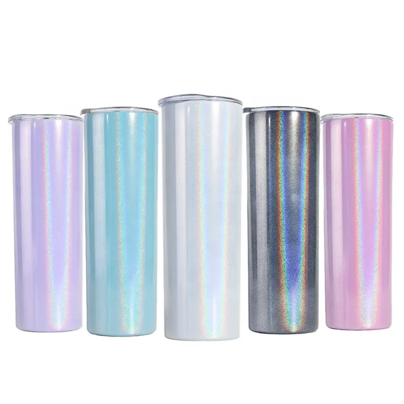 Wholesale Glitter Mixed Color 20oz 600ml Stainless Steel Insulated shimmer Glitter skinny sublimation tumbler For Drinking