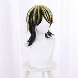 Peluca de Cosplay de Hanemiya Kazutora de Tokyo Revengers, Ainizi, 40 cm, Cabello Largo Negro con Mechas Amarillas - Product Image 5