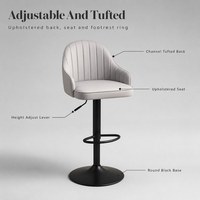 Chaise haute en cuir gris avec dossier confortable, design contemporain, écologique, pour salon, îlot de cuisine, café, restaurant, bar
