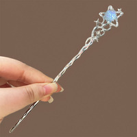 Élégante épingle à cheveux en pierre de lune glacée avec pompon, style vintage chinois, accessoire pour cheveux pour femmes et filles, vente en gros