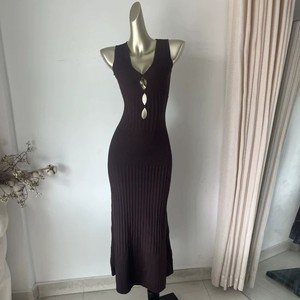 Robe de plage décontractée <span class=keywords><strong>en</strong></span> tricot côtelé pour femme, sexy, maxi, col <span class=keywords><strong>en</strong></span> V évidé, sans manches, coupe trapèze, cache-maillot de bain, pour les <span class=keywords><strong>vacances</strong></span> d'été - Product Image 1