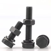 Vis hexagonales externes à filetage fin en acier au carbone de classe 4, finition noire, de haute qualité, fabriquées en Chine, avec jeu d'écrous et de joints