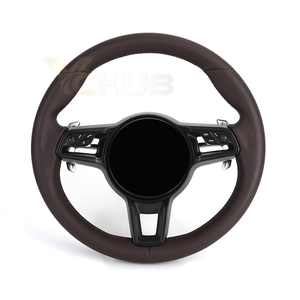 Volant personnalisé en cuir marron pour Porsche Panamera Cayenne Cayman 987 Taycan 970 997 997.1 958 991 992 <span class=keywords><strong>955</strong></span> 957 - Product Image 1