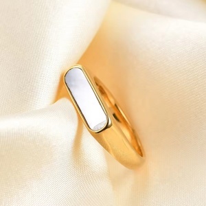 Stainless Steel <b>Rings</b> Shell Drop <b>Black</b> Oil 18k Gold Plated Anti Tarnish Signet <b>Ring</b> Waterproof Jewelry Signet <b>Rings</b> for <b>Women</b> - Product Image 3