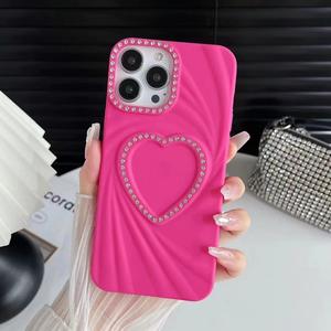 Coque de téléphone Meifu en forme de cœur avec diamants et couleurs douces pour iPhone 16 Pro Max, coque antichoc pour iPhone 15 Plus, coque unie en forme de cœur pour iPhone 14 - Product Image 3