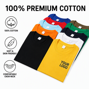 เสื้อยืดคอตตอน 100% สกรีนโลโก้ตามสั่ง ขายส่ง เสื้อยืดเปล่าคอกลม เนื้อผ้านุ่ม ระบายอากาศได้ดี เสื้อยืดคอตตอนพรีเมียมสำหรับผู้ชาย - Product Image 1