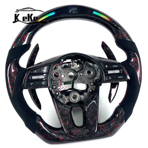 Volant de course à fond plat en carbone forgé rouge LED avec palettes de changement de vitesse pour <span class=keywords><strong>KIA</strong></span> Forte K5 KX5 <span class=keywords><strong>GT</strong></span> <span class=keywords><strong>GT</strong></span> <span class=keywords><strong>Line</strong></span> 2021 2025 - Product Image 4