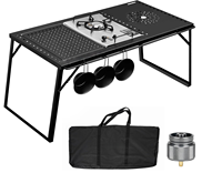 Kit de table de camping pliable en aluminium IGT avec étui de transport - Meubles d'extérieur portables pour pique-niques, voyages en camping-car et utilisation en extérieur