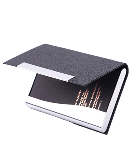 Porte-cartes de visite portable Logo personnalisé en cuir PU avec porte-cartes de visite en acier inoxydable accepte les commandes personnalisées - Product Image 1