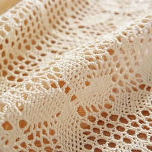 American Pastoral Style Retro Elegant Beige <strong>White</strong> Endless Crochet Hollow Lace Waterproof <strong>Table</strong> <strong>Cloth</strong> Handmade Polyester Cotton - Product Image 5