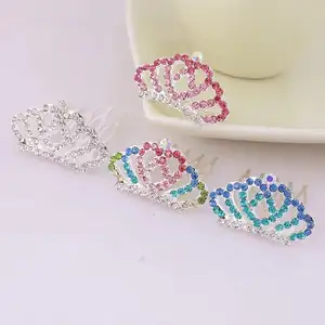 Wholesale Factory Direct Sale Fashion Children Party Birthday Tiaras Stock Cheap Diamond Crystal Comb Crown For Kids Girls